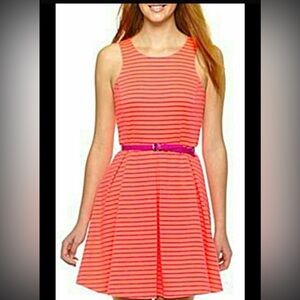 Lamour -Orange & Purple striped fit
Sleeveless , skater dress